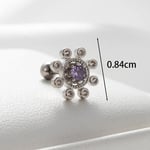 Silver color / 1 Piece Simple Series Classic Flower Titanium Steel Silver Color Zircon Women's Stud Earrings 